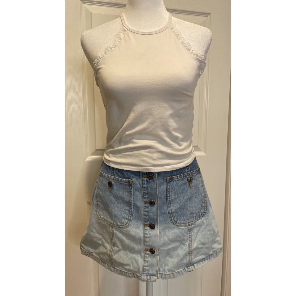 Vtg Y2K Charlotte Russe Womens‎ Cropped Halter Tank Top Size S Crochet Coquette